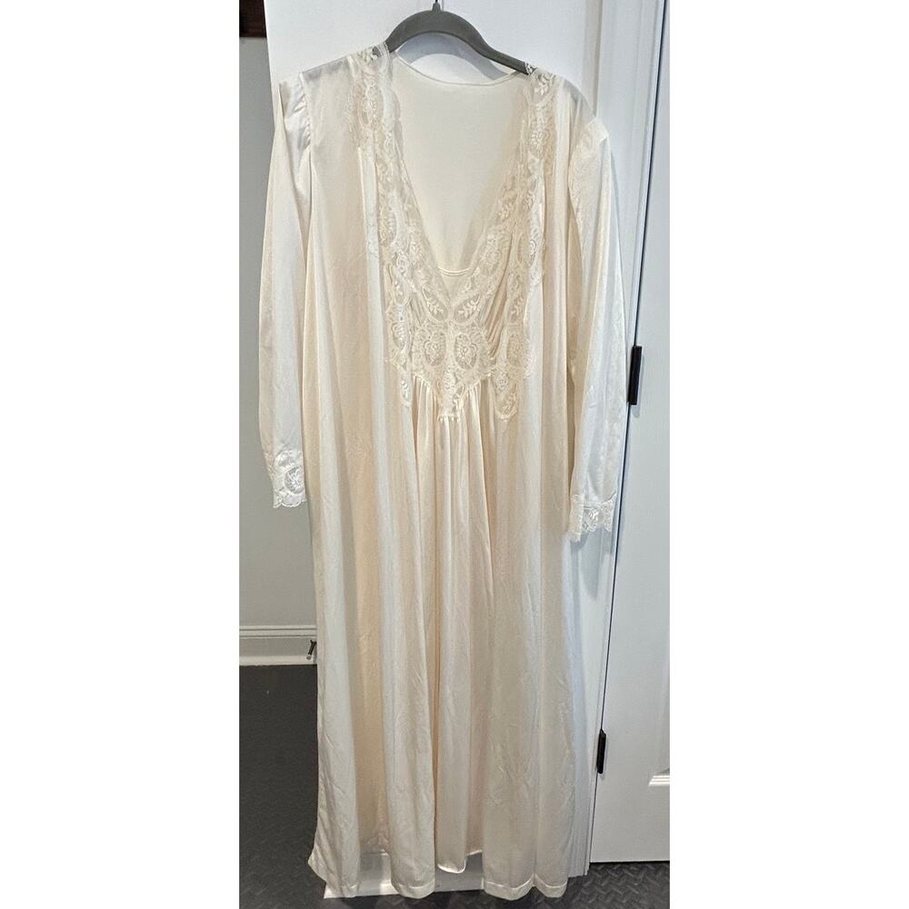Vintage 1980s Olga Peignoir Robe/Dressing gown - Large -